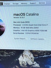 Mac Mini Late 2012 2.3GHz Quad Core Intel i7 16GB RAM 1 TB SSD macOS Catalina
