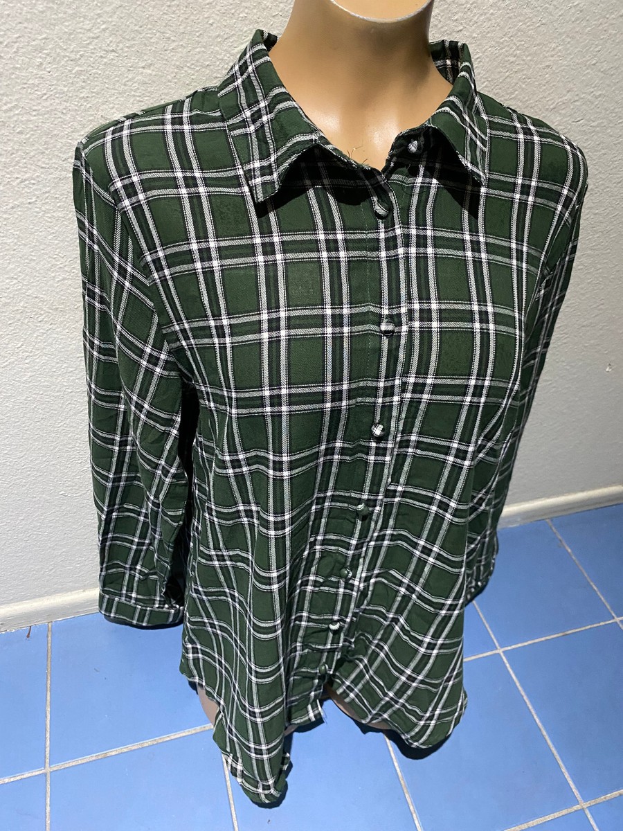 Princess Polly Nora Green Plaid Long Sleeve Button Blouse Shirt - Women's  Sz 10 | eBay