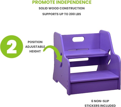 Compact & Stylish Toddler Step Stool with 2-Position Height Adjustment in Lilac - Picture 8 of 11
