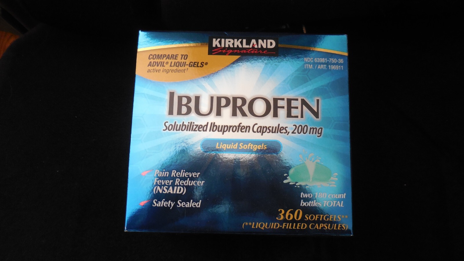 Ibuprofen Liquid Softgels 360 ct 200mg Pain/Fever Reliever Capsules NEW Kirkland eBay