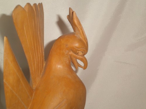 Vintage Hand Caved Wood Statue of Birds in the Wild Design Bali 9 3/16"H Art - Picture 7 of 8