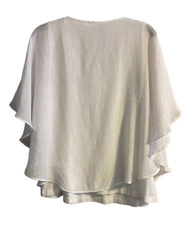 JM Collection Women's Size PXL White Rhinestone Sheer Overlay Top Blouse NWOT - Picture 3 of 9
