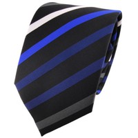 Tigertie Designer Krawatte In Royal Marine Anthrazit Silber Schwarz Gestreift