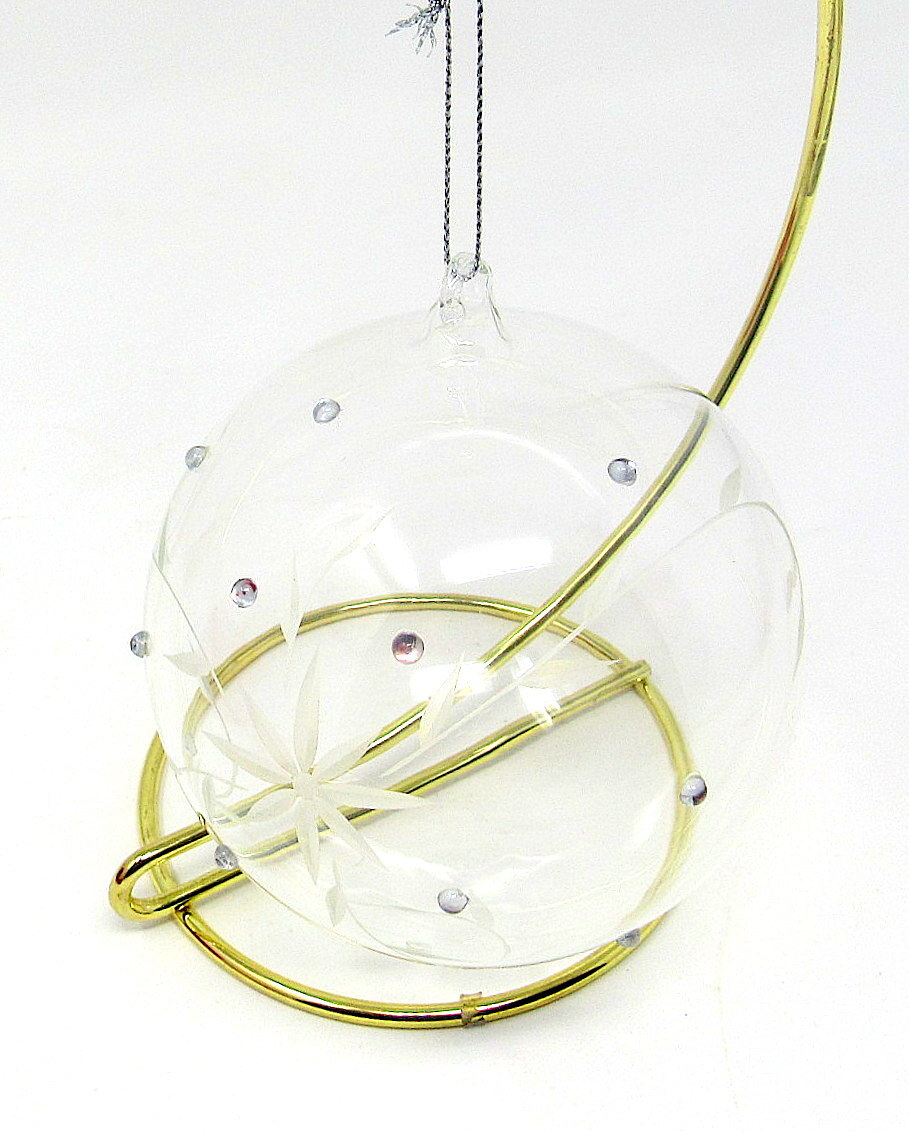 Clear Glass Christmas Ornament Rhinestones 4