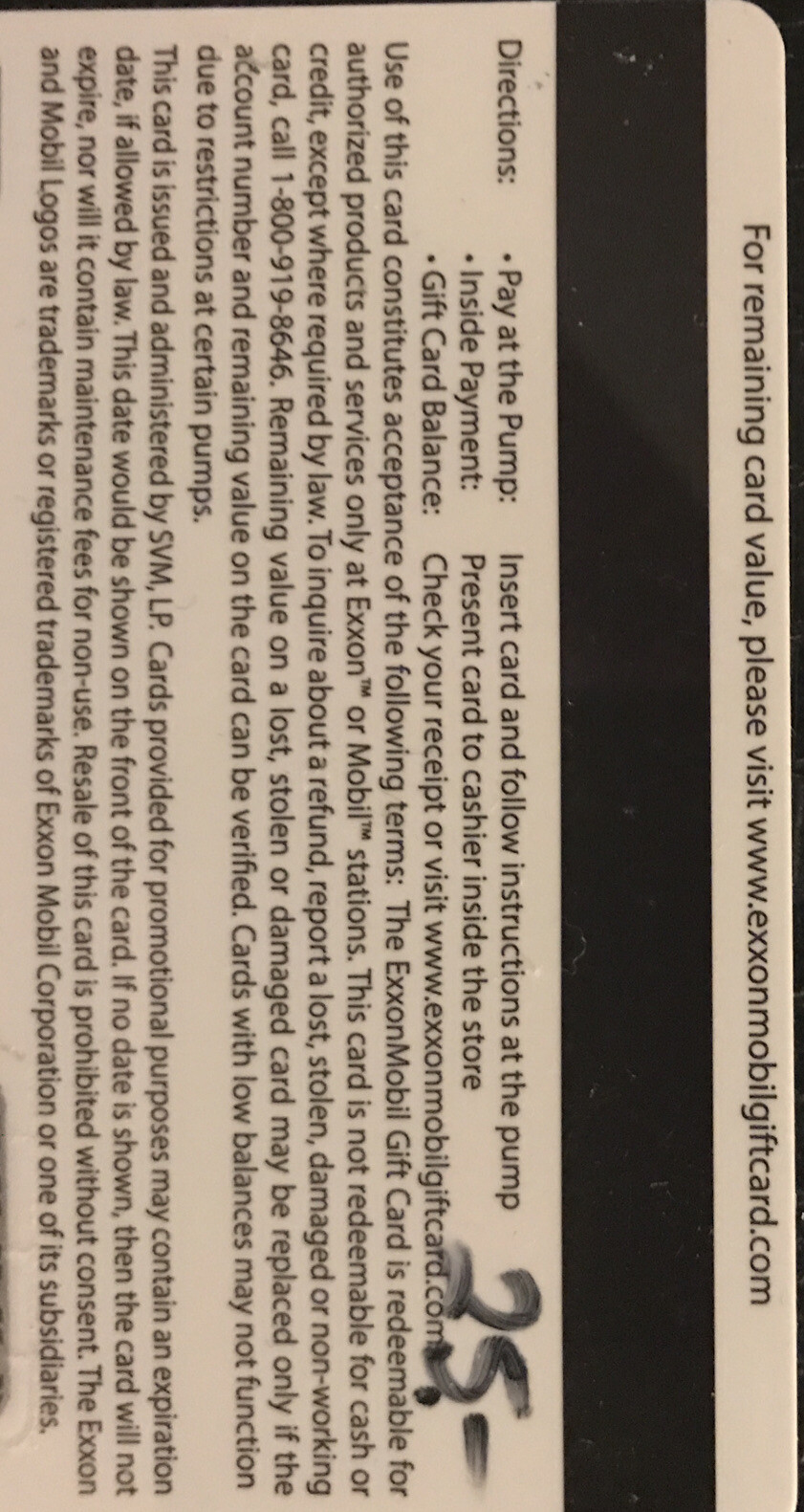 EXXON/MOBIL GAS CARD $25.00 | eBay