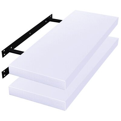 2 x Bücherregal Wandregal Hängeregal MDF Regal DVD 70cm weiß RG9369ws-2