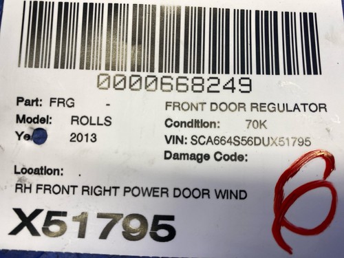 2009-2014 ROLLS ROYCE GHOST FRONT RIGHT POWER DOOR WINDOW GLASS REGULATOR RAIL - Picture 18 of 18