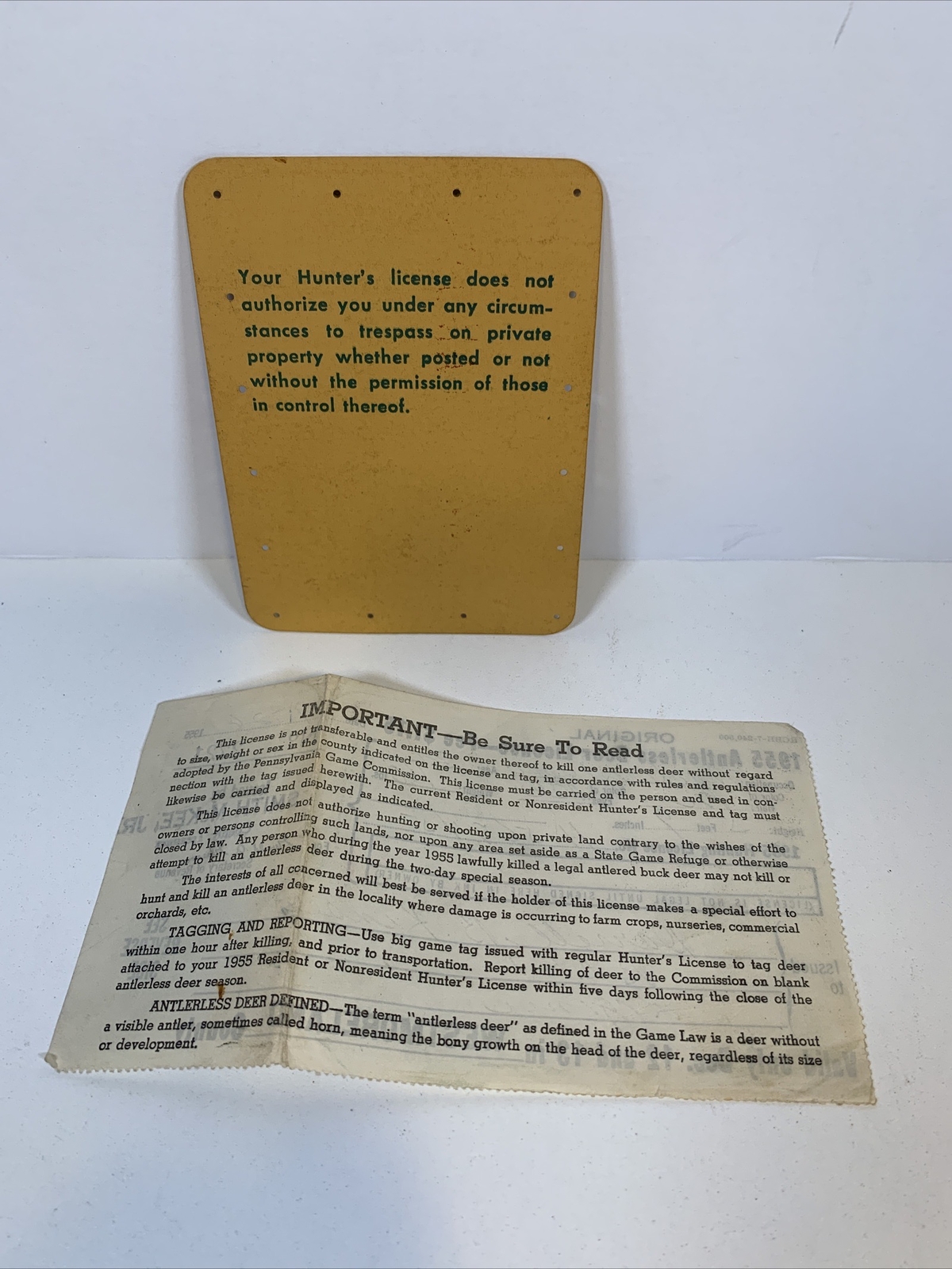 1955 PA Pennsylvania Antlerless Deer Hunting License Westmoreland