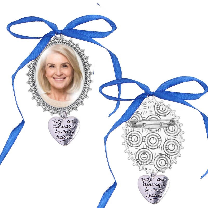 Lacy Oval Bridal Brooch Memorial Photo Charm Party Decor Pendant Pin