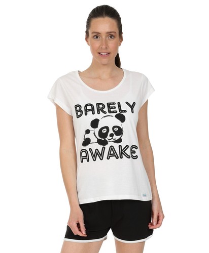 Ladies Barely Awake Panda Short Pyjamas 