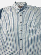 GEORGE  Button Down Dress Shirt  Blue Glacier Stripes  Long Slv  Med 38-40 