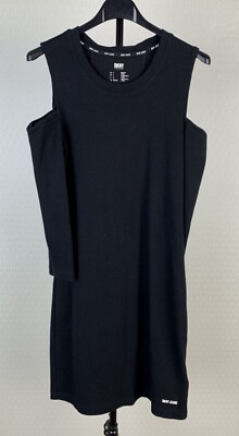 DKNY Jeans Gr. S Stretch Ripp Kleid Baumwolle Schulterfrei Donna Karan 9B5