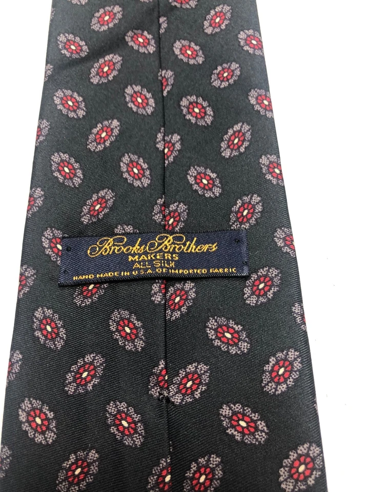 CORBATA HOMBRE BROOKS BROTHERS NEGRA CON ROJO GRIS BLANCO 4 X 58 Foto 4 de 4