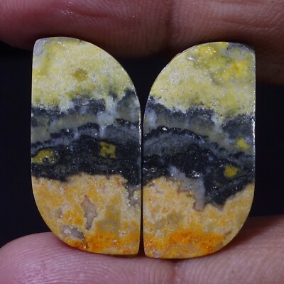 32.60 CT 100% Natural Bumble Bee Jasper Pair Cabochon Earring Supply Gemstone