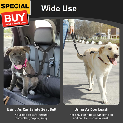3 Pack Dog Seat Belt for Car, Car Headrest Restraint Adjustable Nylon Fabric, Do - Picture 4 of 5