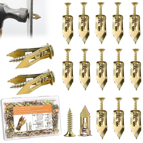 200 Pcs Self Drilling Drywall Anchors Screws Hollow Wall Anchor Expansion Kit