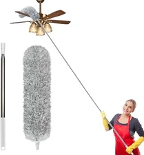 Microfiber Duster Extendable 100" Long Handle for Ceiling Fan Blinds Furniture
