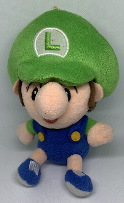 Nintendo Branded Super Mario BABY LUIGI San-Ei 6  Plush Toy Doll Blue Overalls
