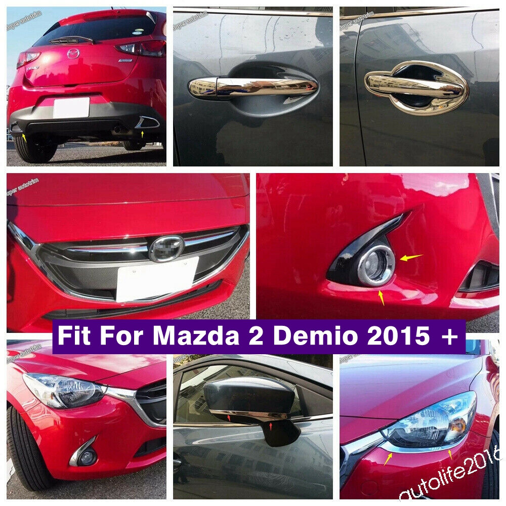 Accessories Door Handle Bowl / Fog Light Trim For Mazda 2 Demio 2015-2021 Chrome
