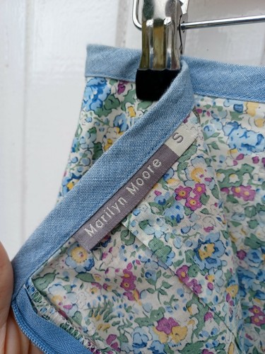 MARILYN MOORE 100 % FEINE ENGLISCHE BAUMWOLLE RASEN MEHRFARBIG A-LINIE BLUMEN ROCK UK S - Bild 3 von 12