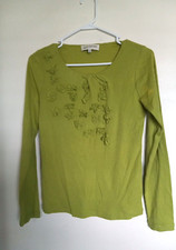 Jones New York Women's Long Sleeve Green Top Small With Ruffled