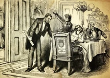 THOMAS NAST American cartoonist Original Wood Engraving  Uncle Sam & Ireland