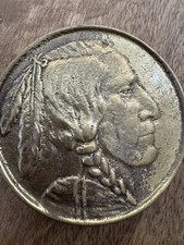 Classic Vintage Indian Head Buffalo Nickel Belt Buckle  Chief  Toned Bronze