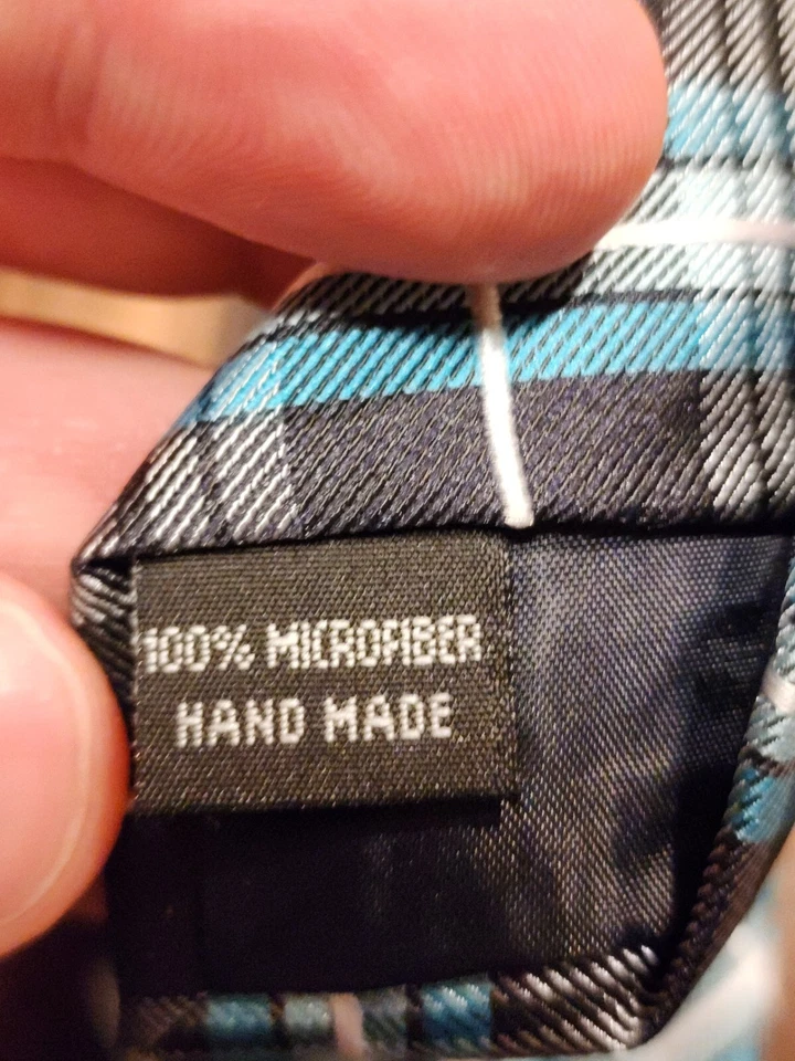 Gravata de microfibra xadrez azul-petróleo Epoint nova com etiquetas - Imagem 4 de 4