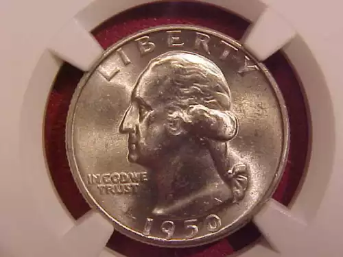 1950 D WASHINGTON QUARTER - NGC MS 66 - SEE PICS! - (G1709)