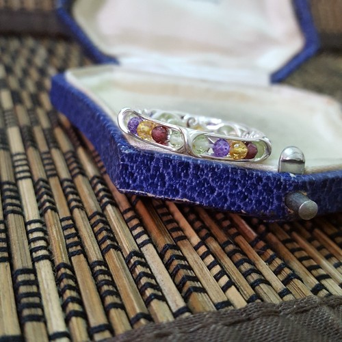 925 Sterling Silver Ring, Multi Gemstones Band, Size O US 7.25, Garnet, Citrine - Picture 4 of 8