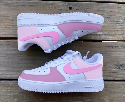 Air Force 1 Custom White Shoes Peachy Soft Pink Bubblegum Fresh Cool Vibe Womens