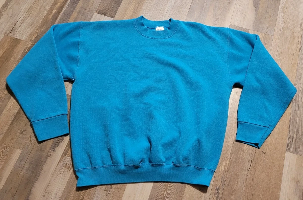 Vintage VTG 90s Official Fan Sportswear Blank Blue Crewneck