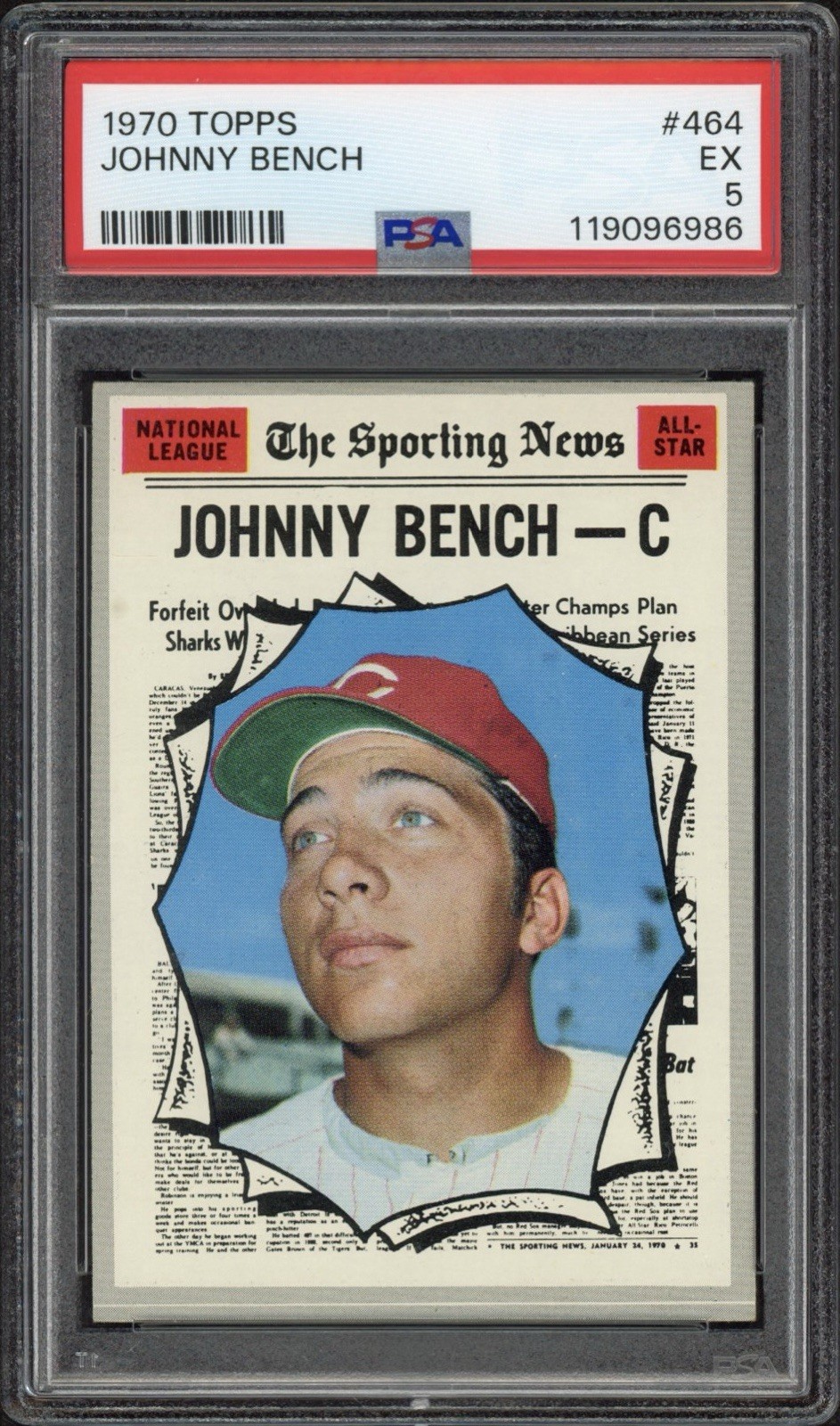1970 Topps Johnny Bench #464 PSA 5 Excellent HOF Cincinnati Reds