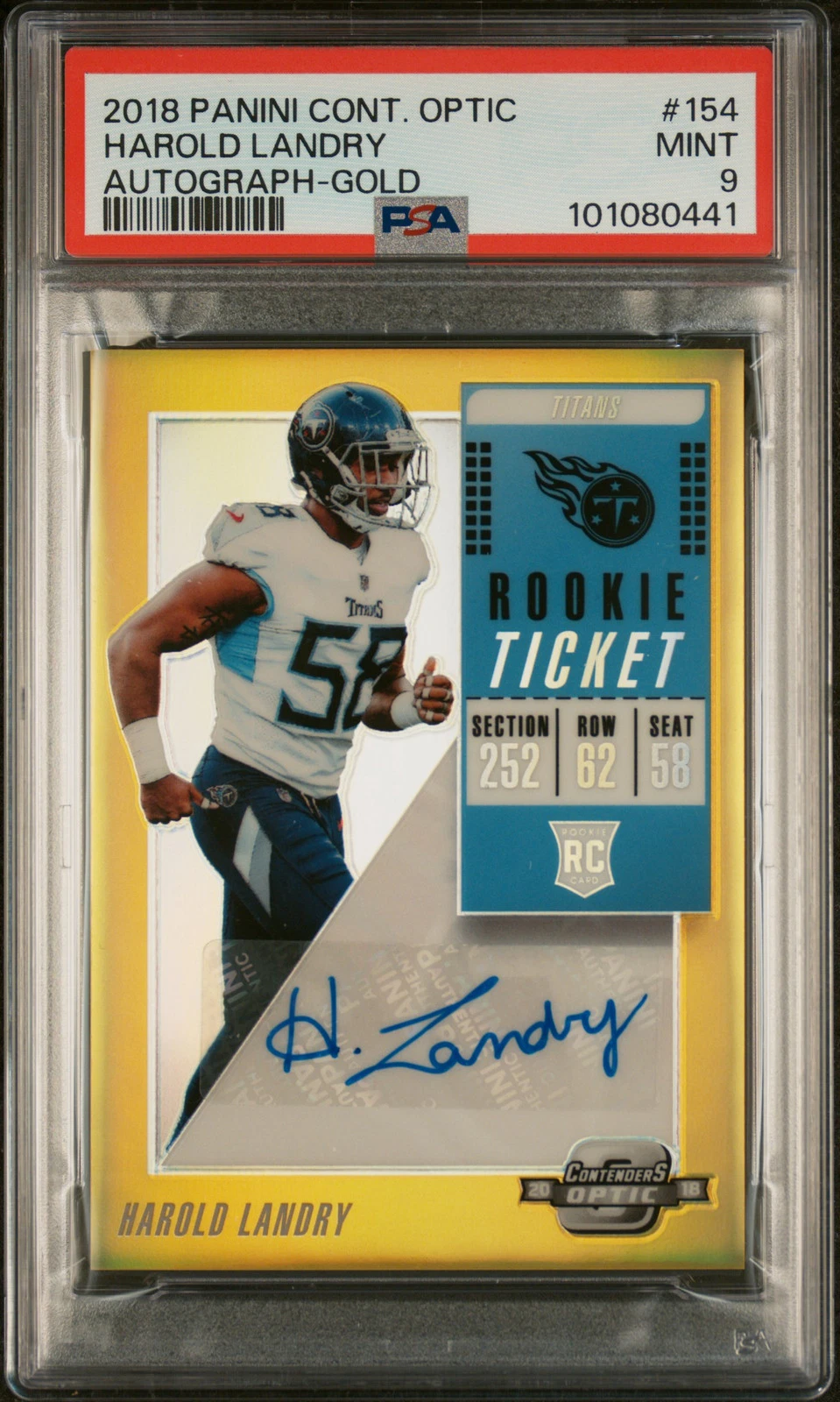 Harold Landry Panini Contenders Optic #154 Autograph-Gold