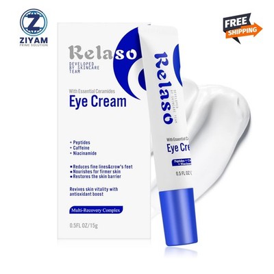 Eye Cream for Wrinkles & Crows Feet - with Essential Ceramides, Peptides & Caffe
