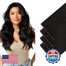 GOO GOO Invisi Edge Wide Tape in Hair Extensions,1B Natural black,4pcs 18inch 20