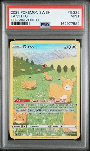 2023 POKEMON SWORD & SHIELD CROWN ZENITH #GG22 FULL ART/DITTO PSA 9