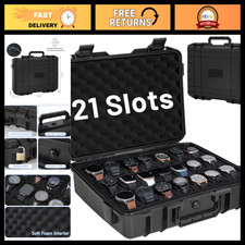 21-Slot Hard Shell Watch Travel Case for Men, Organizer Storage Box, Gift Idea