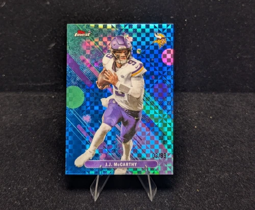 2025 Topps Finest JJ McCarthy #61 Common Blue Geometric Refractor /99 - Vikings