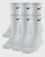 Nike Dri Fit Dry Cushioned Cotton Crew Socks 6 Pairs LARGE WH TE