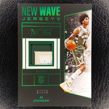 AJ JOHNSON /49 Rookie New Wave GREEN Jerseys Patch 2024-25 Noir Basketball BUCKS