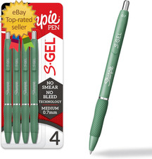 Sharpie S-Gel Gel Pens Green Barrel Black In Medium Point 0.7Mm 4 Coun