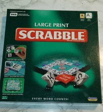 Scrabble Large Print Board Game High Contrast Tiles All Complete Tinderbox