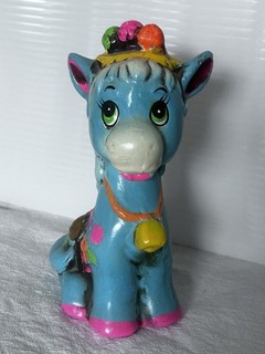CUTE. VTG Bright Holiday Fair Chalk Ware Donkey Bank With With Stopper