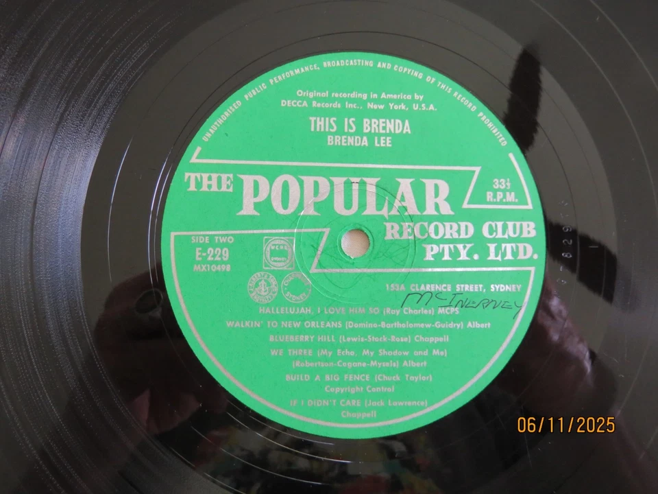 Brenda Lee - This Is Brenda - 1962 Popular Record Club LP - Image 3 of 4
