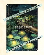 Metal Fairy Pond Sign Moonlight peaceful fantasy wall art