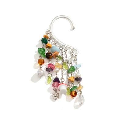 Elfe Ear Cuff bunte Quaste einzeln links ohne Piercing Ohrring für Damen