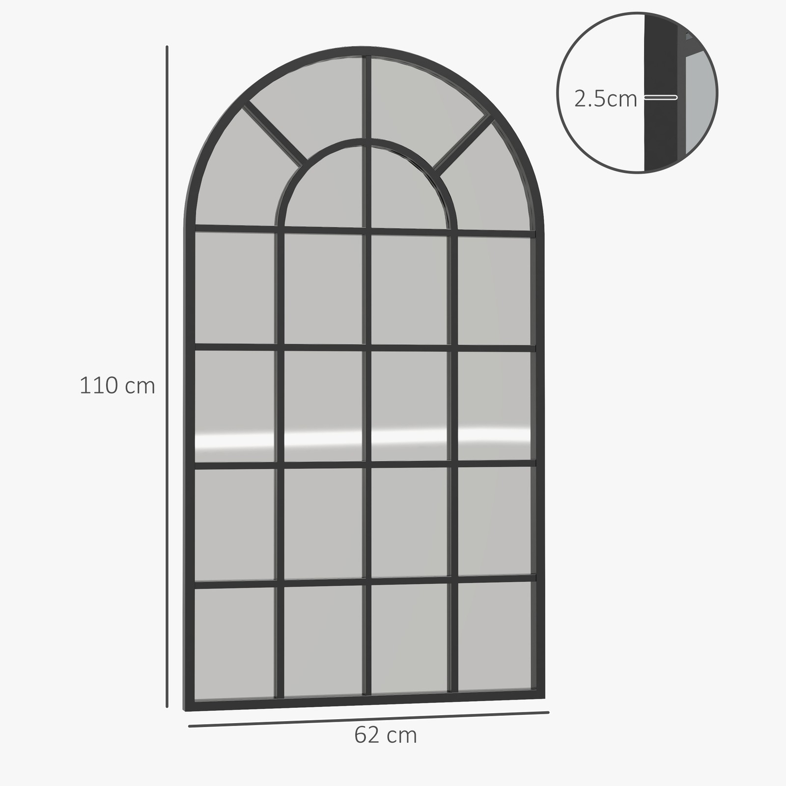 HOMCOM Specchio Arco Design Industriale Nero - Arredo Casa e Ufficio - 4