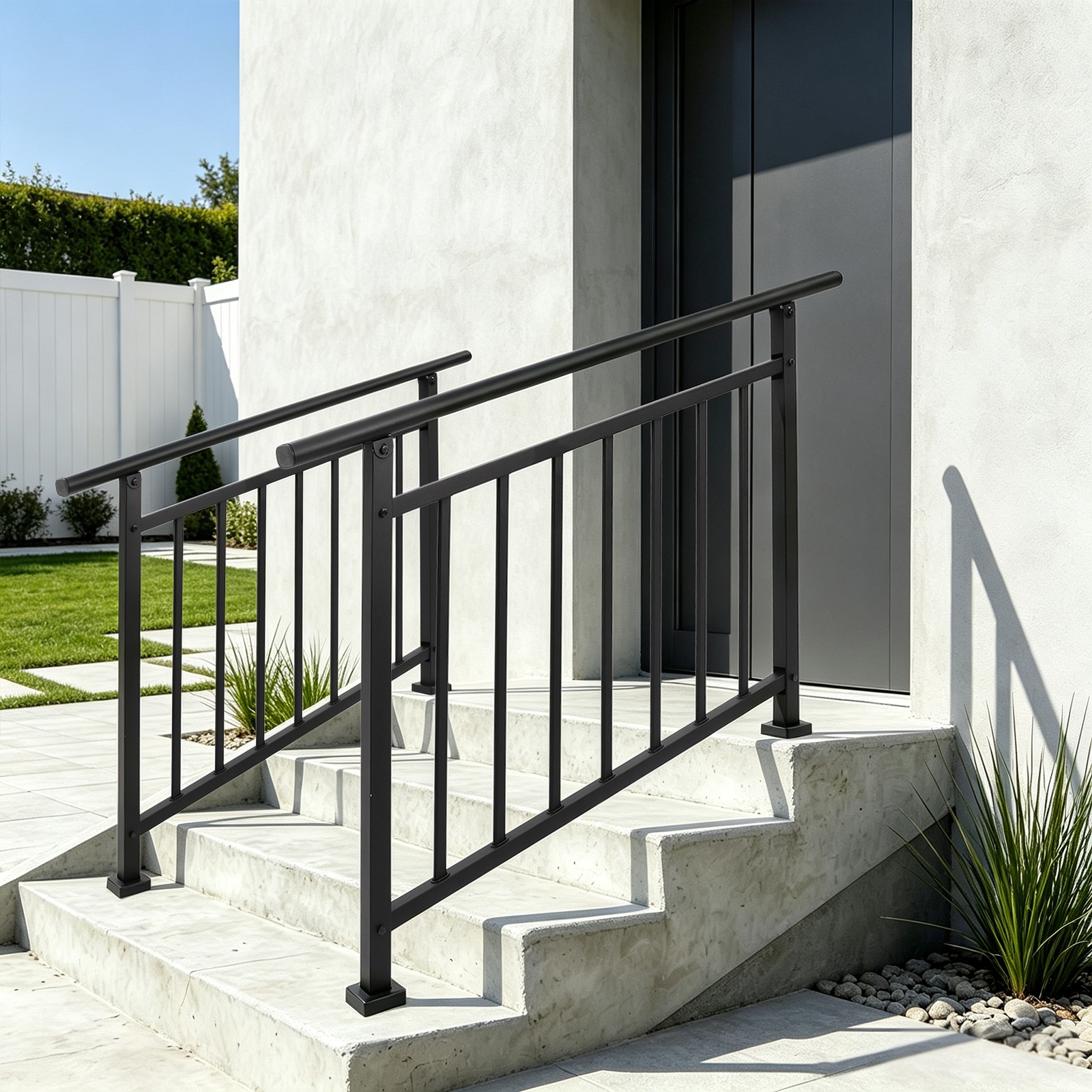 Home Front Step Hand Railing Hand Rails 138*96.52cm for Outdoor Steps Stair Handrail Indoor Stair ...