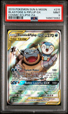 Carta Pokemon PSA 9 Blastoise & Piplup GX 215/236 Eclissi Cosmica
